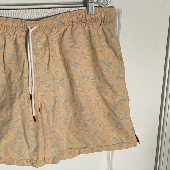 Billy Reid Men's Orange/ Blue Print Swim Trunks Shorts - 35602 - Picture 5 of 11